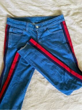Classic Gucci’s signature Web stripe design jeans